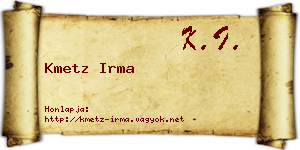 Kmetz Irma névjegykártya